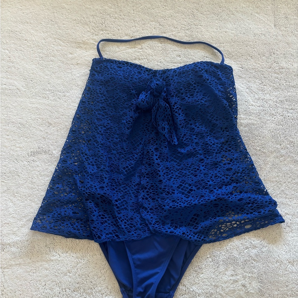 RALPH LAUREN blue crochet one piece swimsuit - Picture 5 of 9